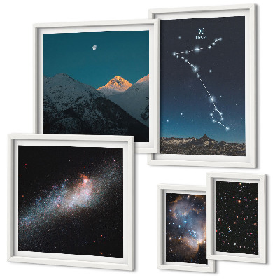 Set of 5 wall art pieces Modern space landscapes