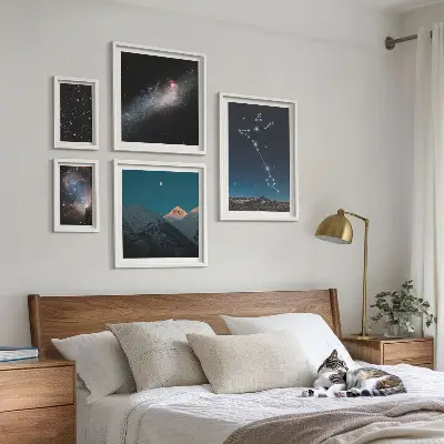 Modern space landscapes wall art set of 5 pieces