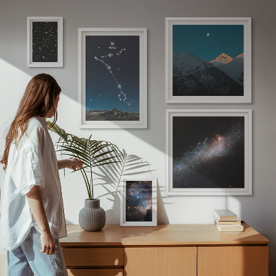 Set of 5 wall art pieces Modern space landscapes