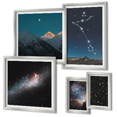 Set of 5 wall art pieces Modern space landscapes