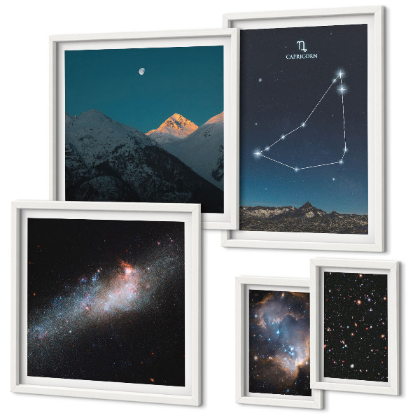 Set of 5 wall art pieces Cosmic landscapes constellations