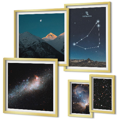 Set of 5 wall art pieces Cosmic landscapes constellations