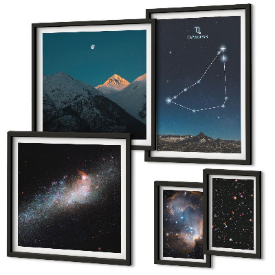 Set of 5 wall art pieces Cosmic landscapes constellations