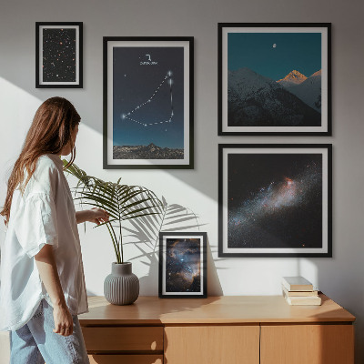 Set of 5 wall art pieces Cosmic landscapes constellations