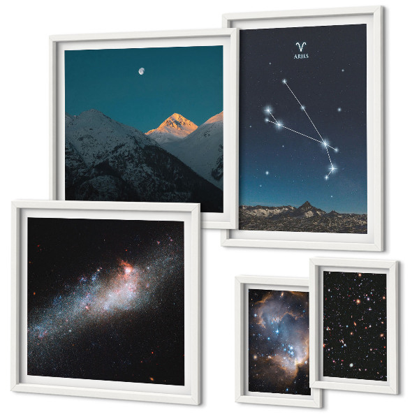 Framed photo set Cosmic views of galaxies