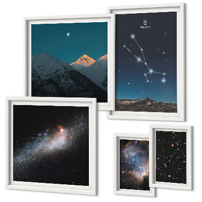 Set of 5 wall art pieces Cosmic starscapes at night