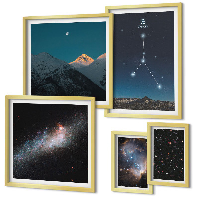 Framed photo set Cosmic night sky motifs