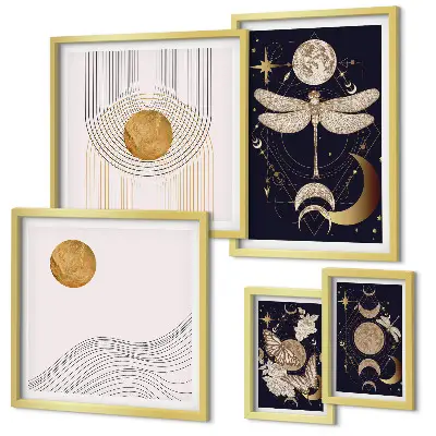 Gallery wall stylish insect motif prints
