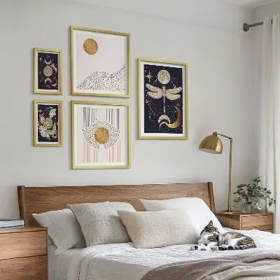 Gallery wall stylish insect motif prints