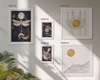 Gallery wall stylish insect motif prints