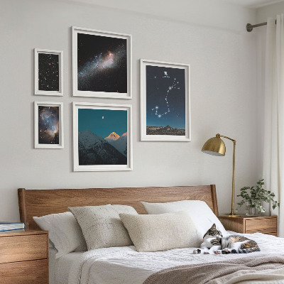 Set of 5 wall art pieces Cosmic landscapes at night
