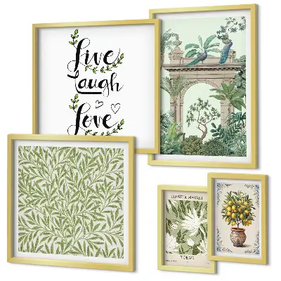 Framed photo set with bohemian plant motifs
