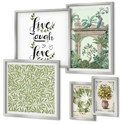 Framed photo set with bohemian plant motifs