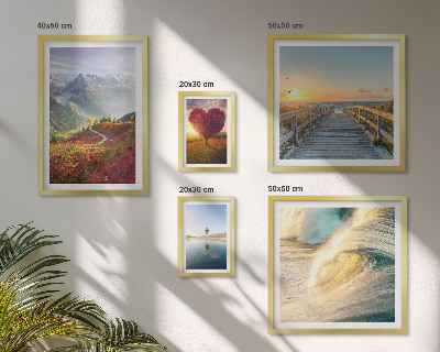 Set of 5 wall art pieces Landscapes mountains hearts waves balloons