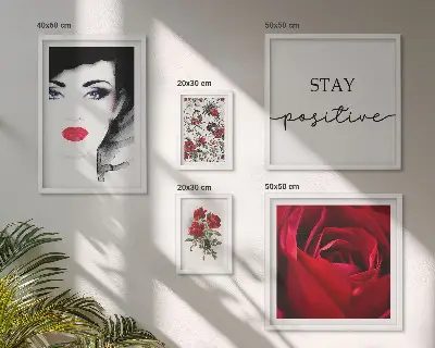 Framed photo set vintage women and flowers portraits