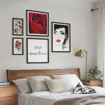 Framed photo set vintage women and flowers portraits