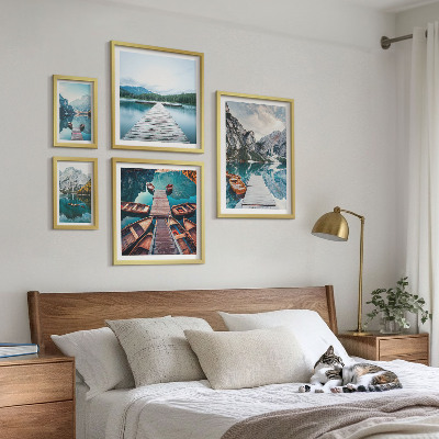 Set of 5 wall art pieces Mountain landscapes water paths