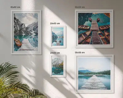 Set of 5 wall art pieces featuring mountain landscapes and water paths