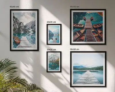 Set of 5 wall art pieces featuring mountain landscapes and water paths