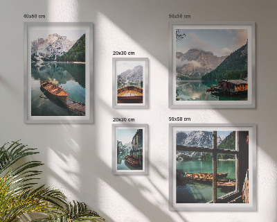Framed photo set Lakes, mountains, boats, landscapes