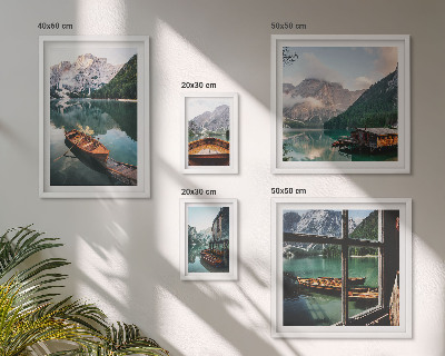 Framed photo set Lakes, mountains, boats, landscapes