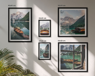 Framed photo set Lakes, mountains, boats, landscapes
