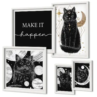 Gallery wall boho space black cats design