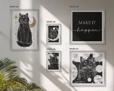 Gallery wall boho space black cats design