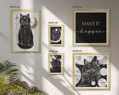 Gallery wall boho space black cats design
