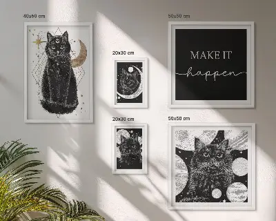 Gallery wall boho space black cats design