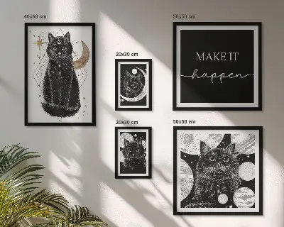 Gallery wall boho space black cats design