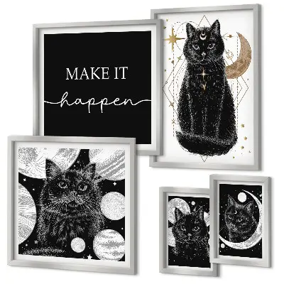 Gallery wall boho space black cats design