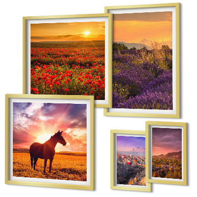 Gallery wall Landscapes of nature horses flowers