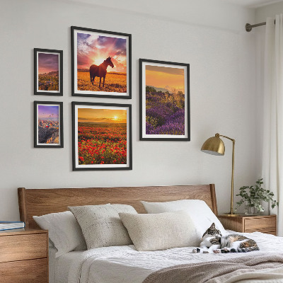 Gallery wall Landscapes of nature horses flowers