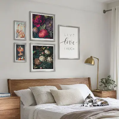 Floral motivational slogans framed photo set 