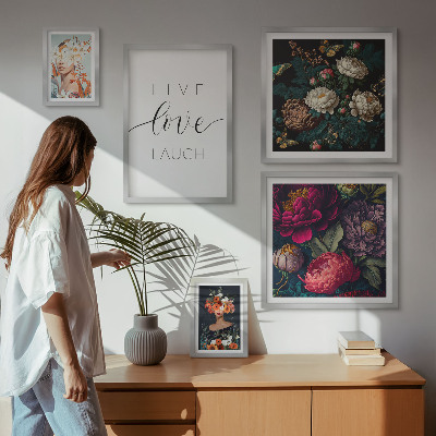 Framed photo set Floral motivational slogans