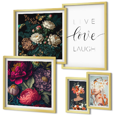 Framed photo set Floral motivational slogans