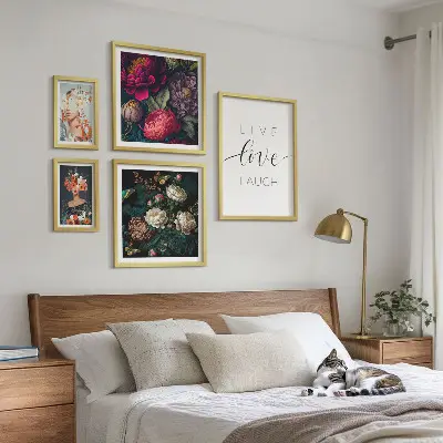 Floral motivational slogans framed photo set 