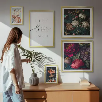 Floral motivational slogans framed photo set 