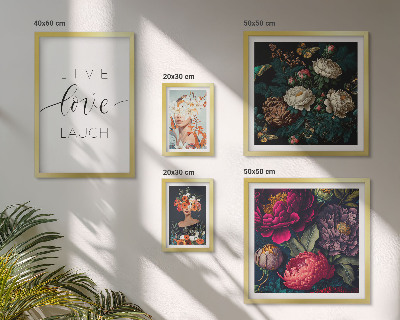 Framed photo set Floral motivational slogans
