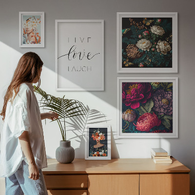 Framed photo set Floral motivational slogans