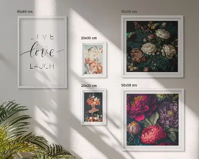 Floral motivational slogans framed photo set 