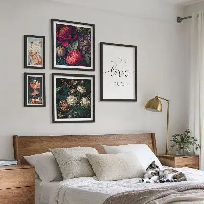 Floral motivational slogans framed photo set 