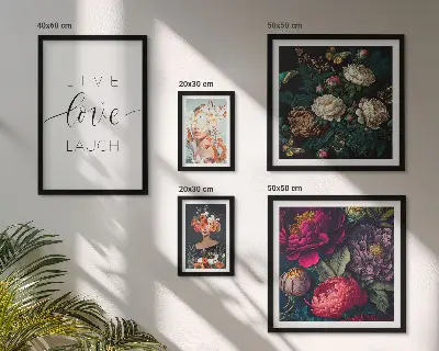 Floral motivational slogans framed photo set 