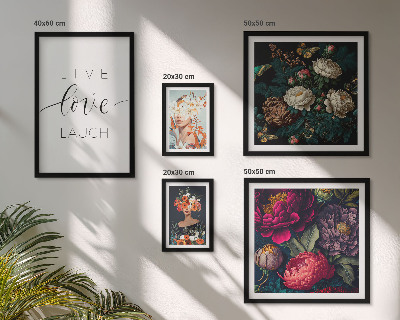 Framed photo set Floral motivational slogans
