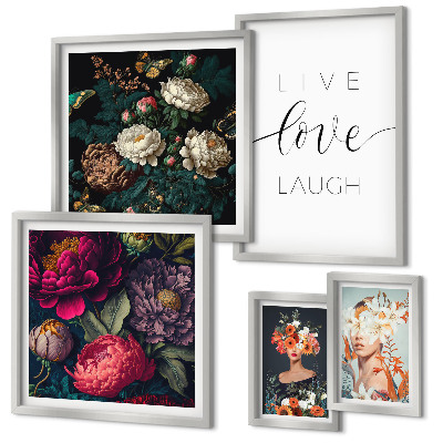 Framed photo set Floral motivational slogans