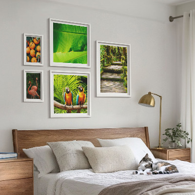 Set of 5 wall art pieces Tropical nature fruit motifs