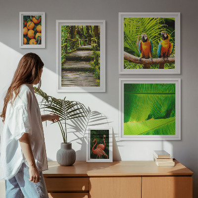 Set of 5 wall art pieces Tropical nature fruit motifs