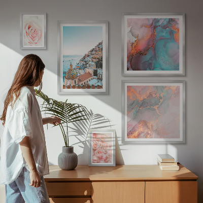 Framed photo set Romantic pink landscapes