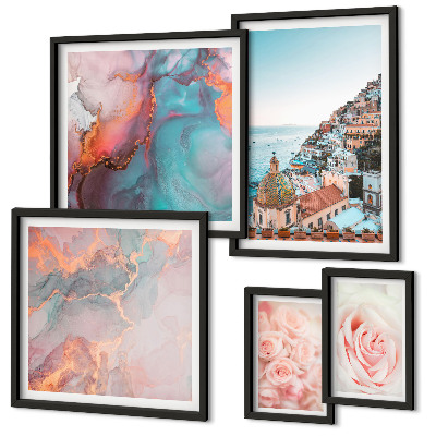 Framed photo set Romantic pink landscapes